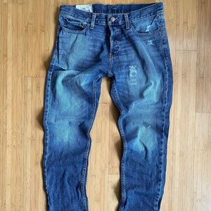 Hollister 32 x 32 Button Fly SKINNY Cotton Denim Blue Jeans NWT NEW Worn Look